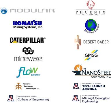 Komatsu Mining, Modular Mining, NanoSteel, Desert Saber, U of A Mining Logos